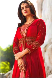 Picture of Pink & Deep Red Anarkali A137