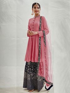 Picture of Peach Chinon Kameez with Palazzo SS093