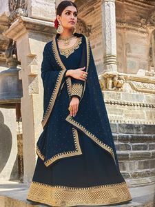 Picture of Deep Peacock Designer Emboidered Anarkali / Gown A195