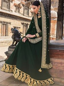 Picture of Deep Green Designer Emboidered Anarkali / Gown A197
