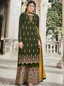 Picture of Green & Yellow Designer Salwar Kameez-SS095