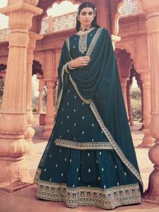 Picture of Teal Blue Anarkali - A202