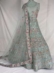 Picture of Light Sky Blue Heavy Embroidery Lehenga L024