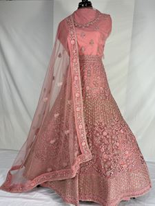 Picture of Pastel Pink Heavy Embroidery Lehenga L027